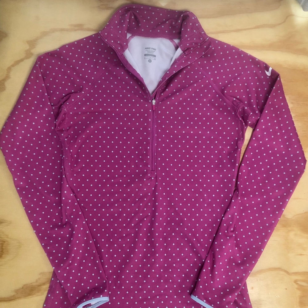 Small Pink Polka Dot Nike Pro Athletic Pullover